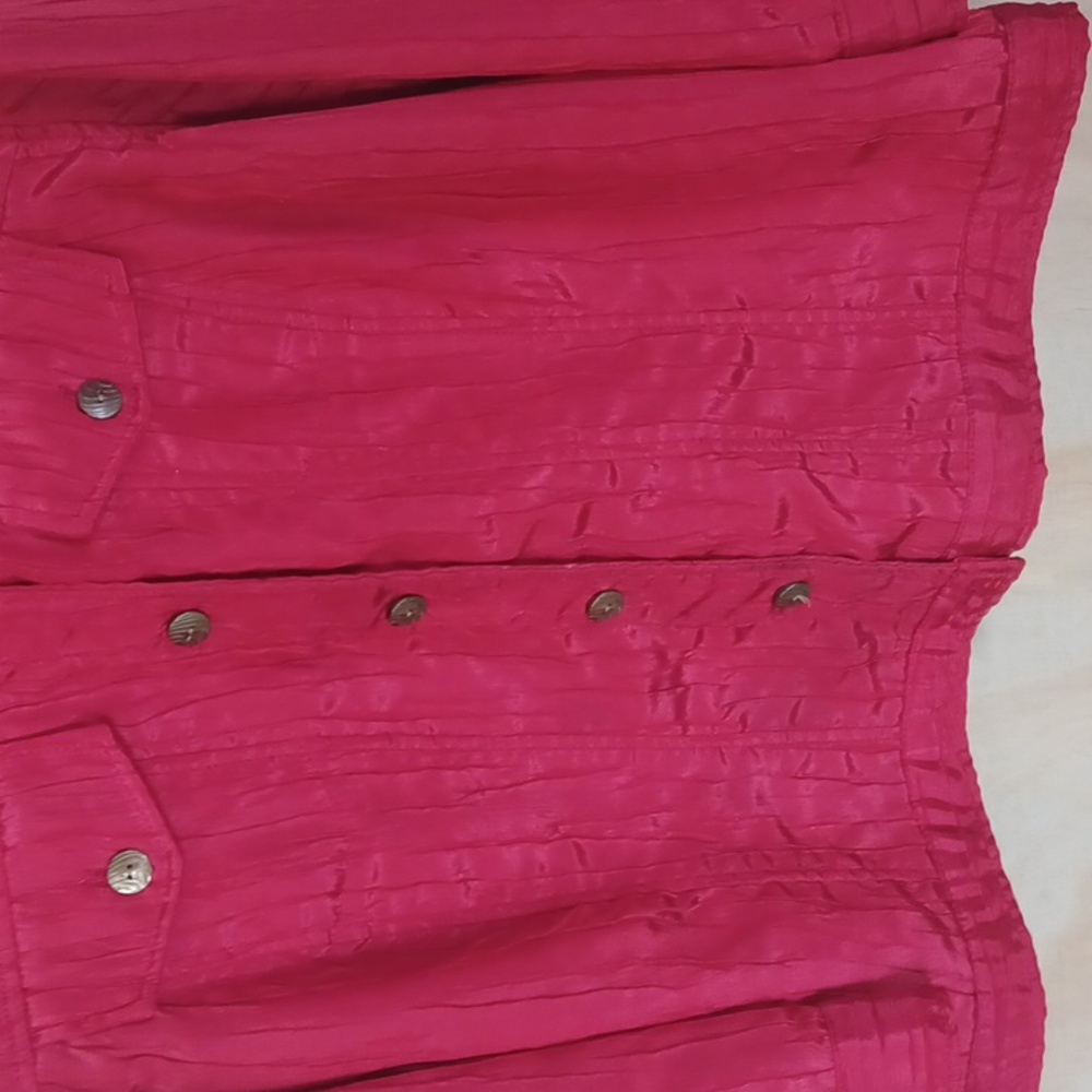 Ruby Rd. Red Crinkle Lighteight Jacket, Button Fr… - image 6
